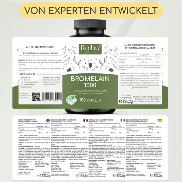 Bromelain (high dose) 1000 mg I 150 Cap (eu)