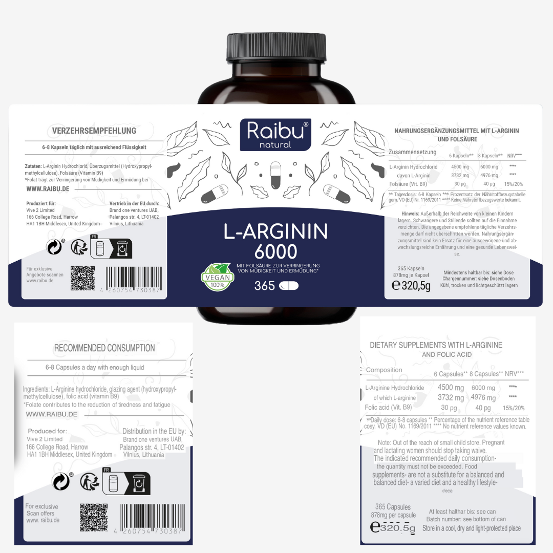 L-Arginin - 6000mg | 365 Cap.