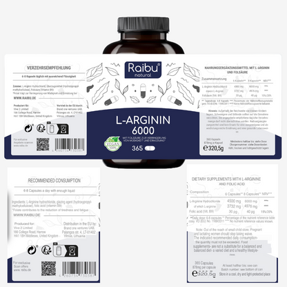 L-Arginin - 6000mg | 365 CAp.