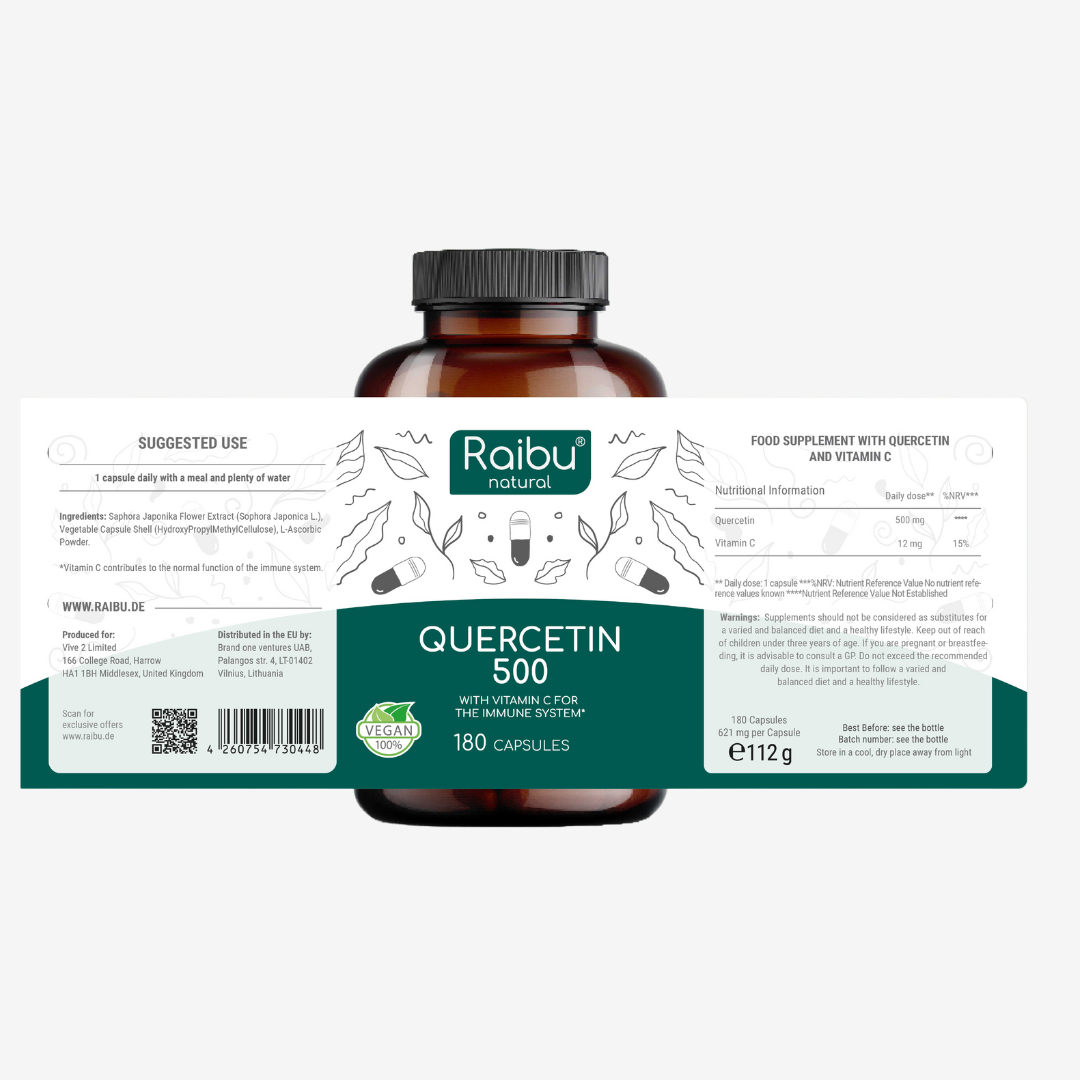 Quercetina 500mg con vitamina C | 180 Cap.