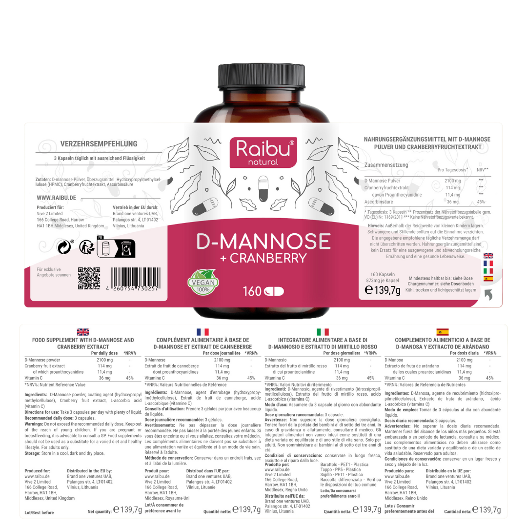 D-Mannosio con mirtillo rosso | 160 Cap. 