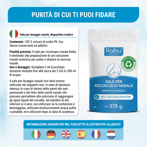 Sal para enjuagues nasales y duchas nasales (it)