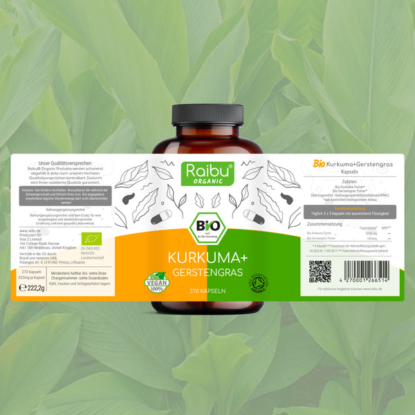 Curcuma e orzo | 270 capsule (eu)