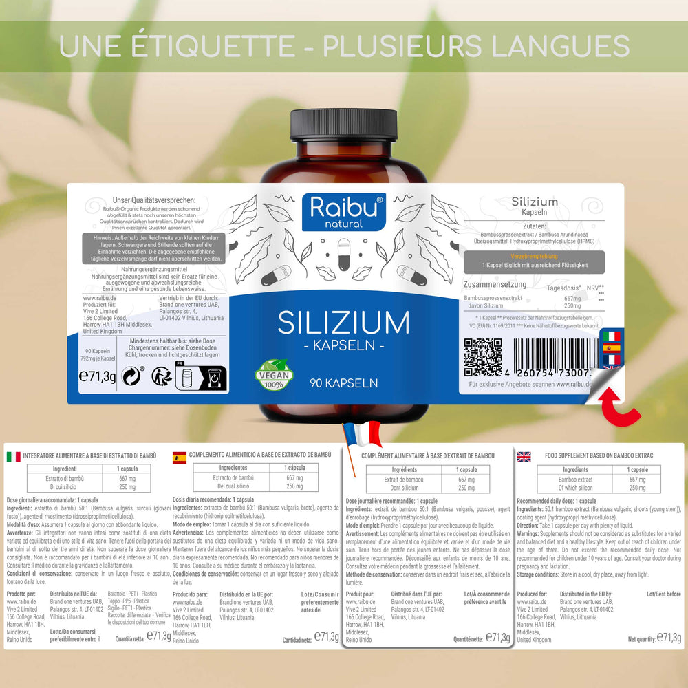 Silicio - dosis alta (500 mg) | 90 cápsulas (fr)