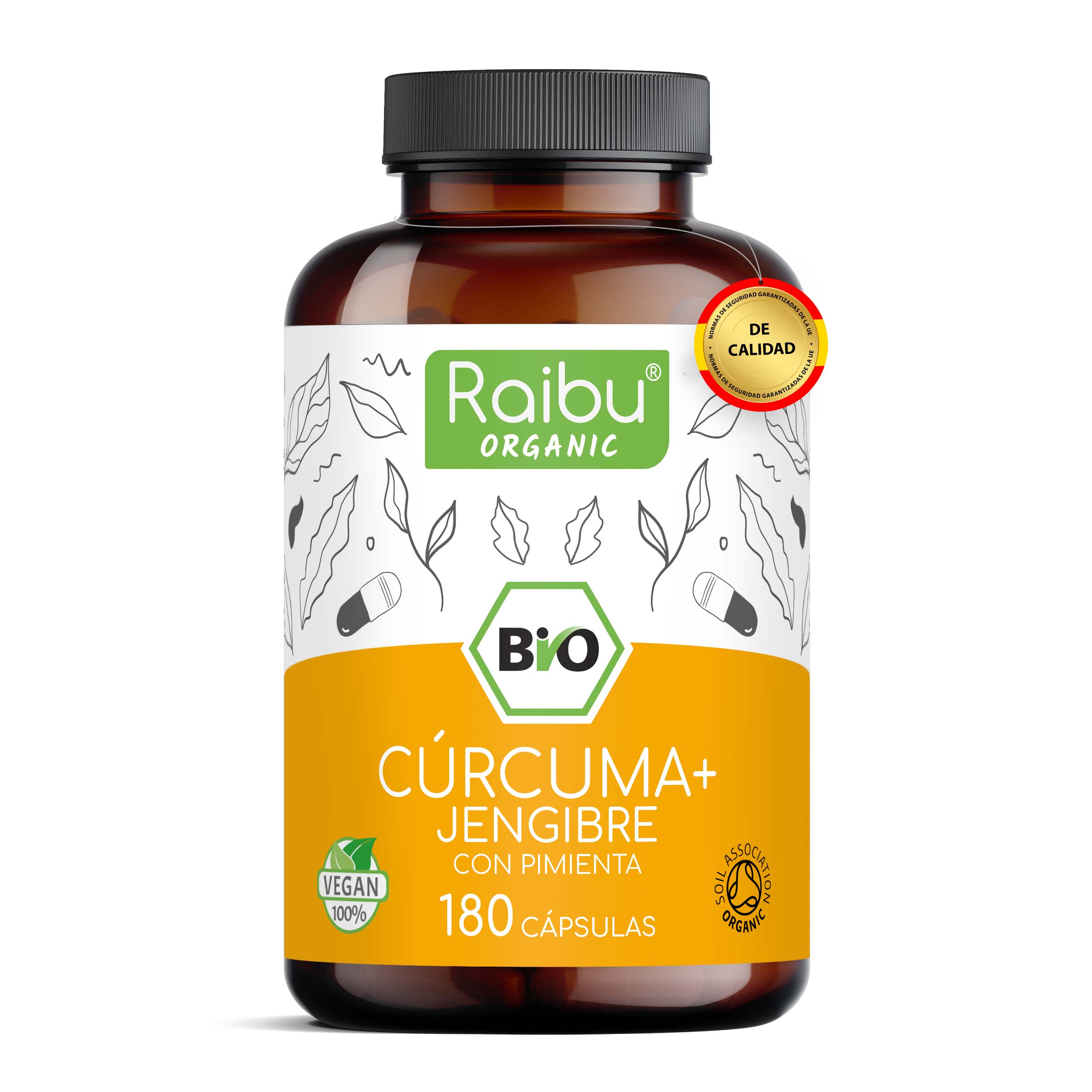 Cúrcuma, jengibre y pimienta negra | 180 cápsulas