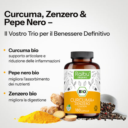 Curcuma, zenzero con pepe nero | 180 Cap.