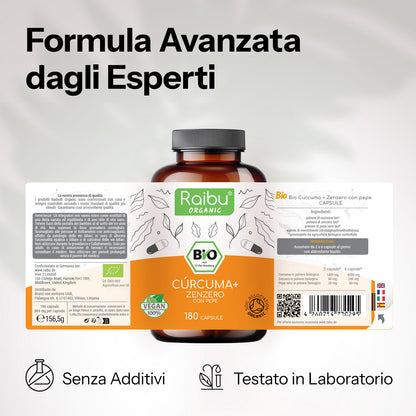 Curcuma, zenzero con pepe nero | 180 Cap.