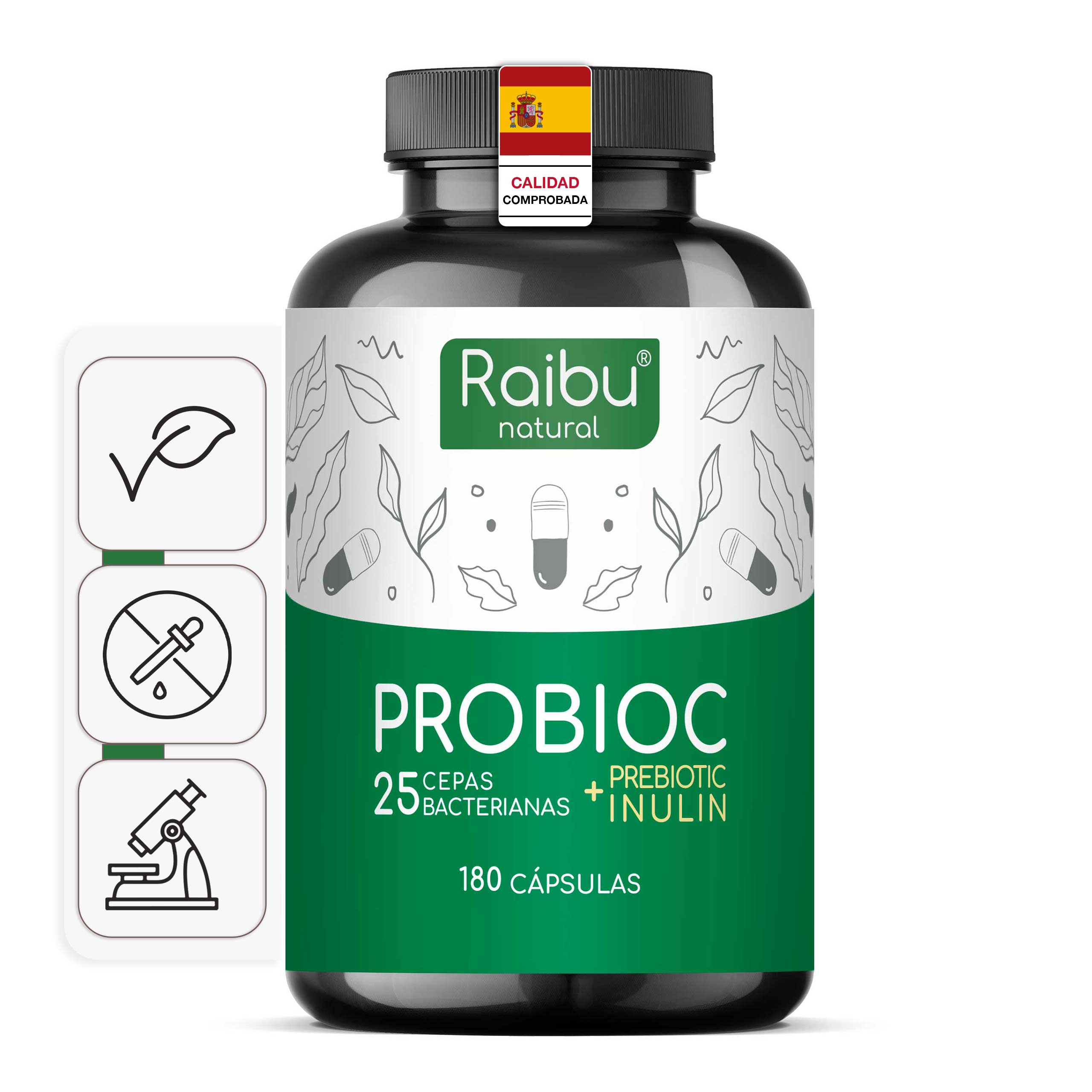 Probiótico - 25 cepas bacterianas con inulina | 180 cápsulas
