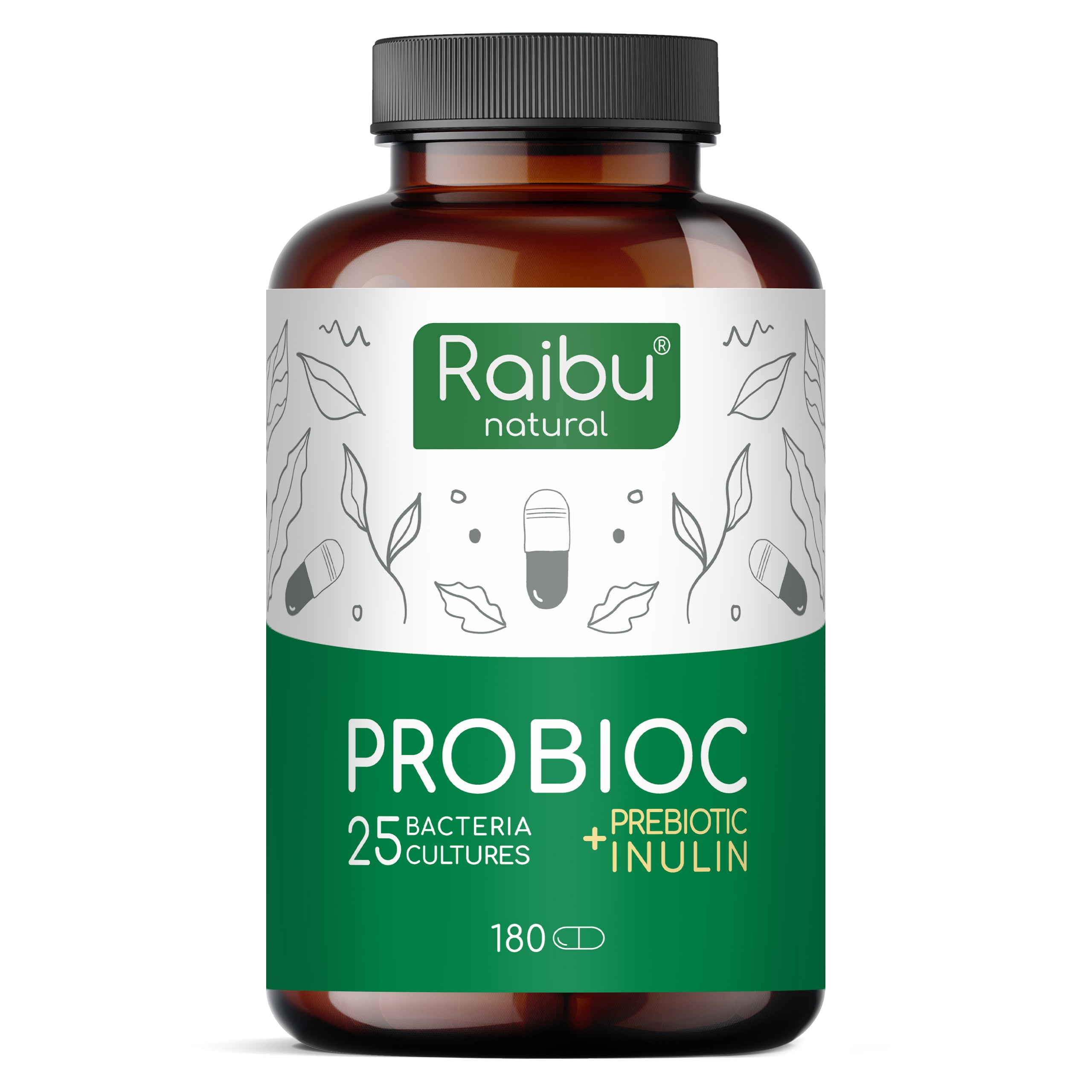 Probioc - 25 bacterial strains with inulin | 180 capsules (eu)