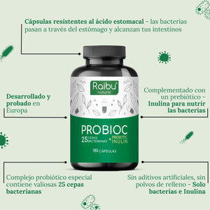 Probiotico - 25 ceppi batterici con inulina | 180 cap.