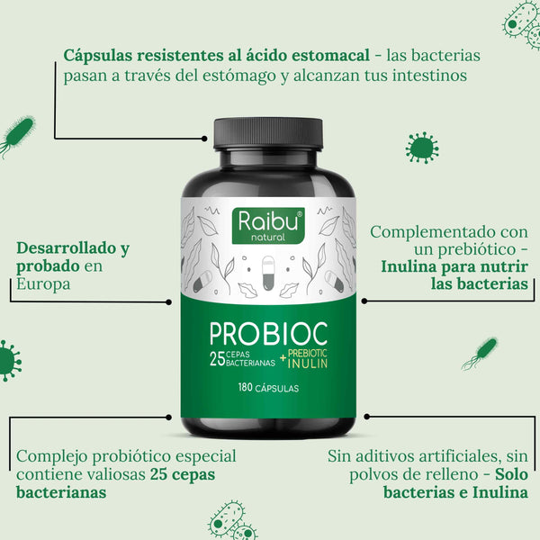 Probiotico - 25 ceppi batterici con inulina | 180 cap.