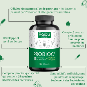 Probiótico - 25 cepas bacterianas con inulina | 180 cápsulas (fr)