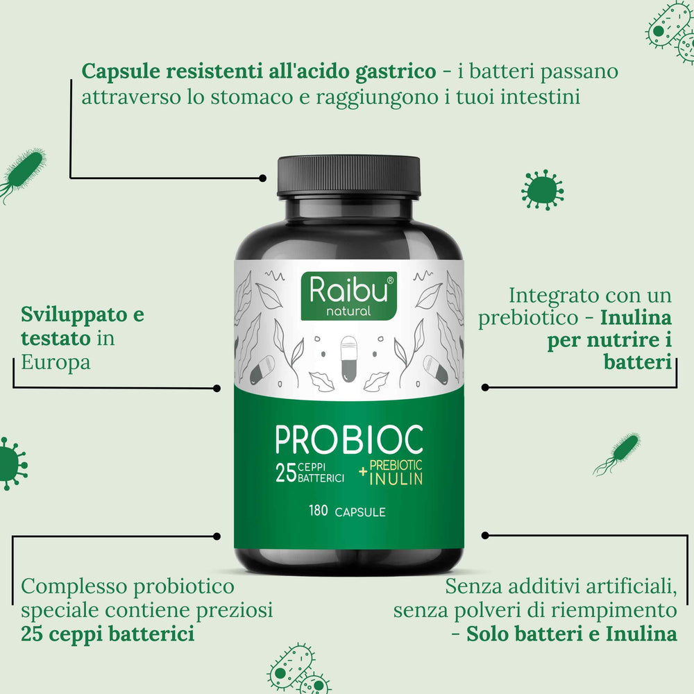 Probiótico - 25 cepas bacterianas con inulina | 180 cápsulas