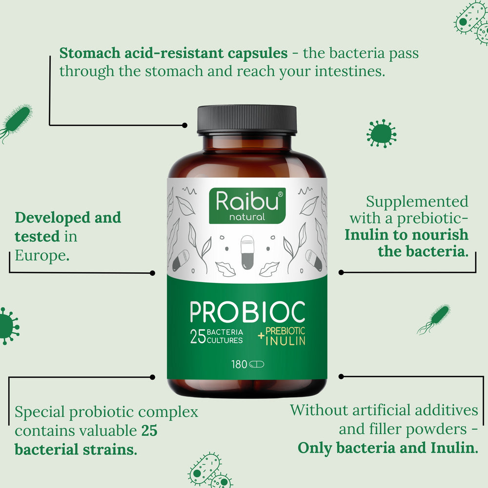 Probiotic - 25 bacterial strains with inulin | 180 capsules (uk)