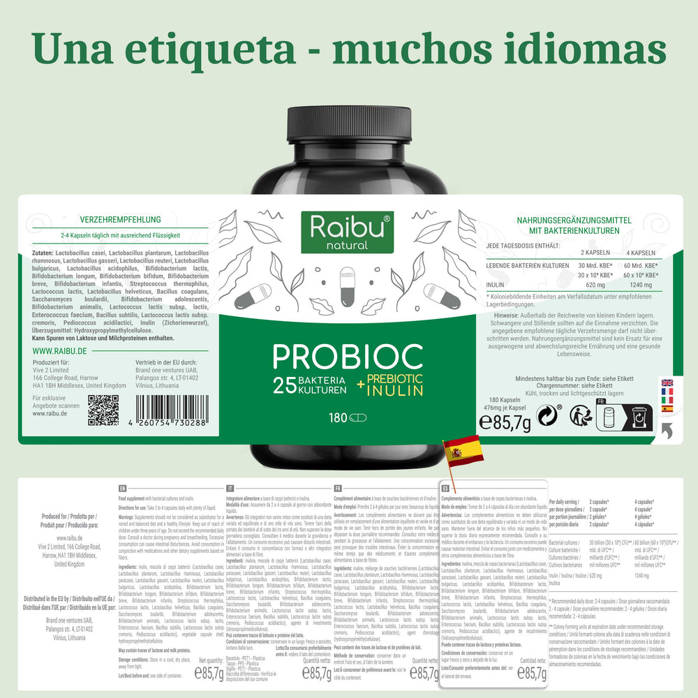 Probiotic - 25 bacterial strains with inulin | 180 Cap (fr)
