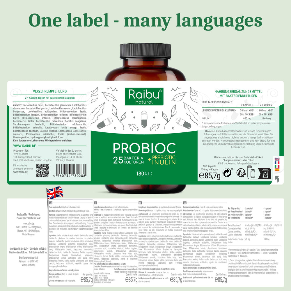 Probiotic - 25 bacterial strains with inulin | 180 Cap (uk)
