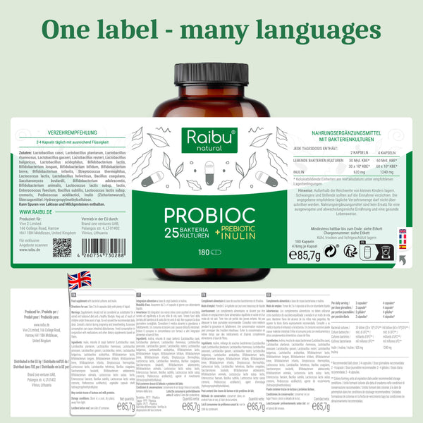 Probiotic - 25 bacterial strains with inulin | 180 Cap (uk)