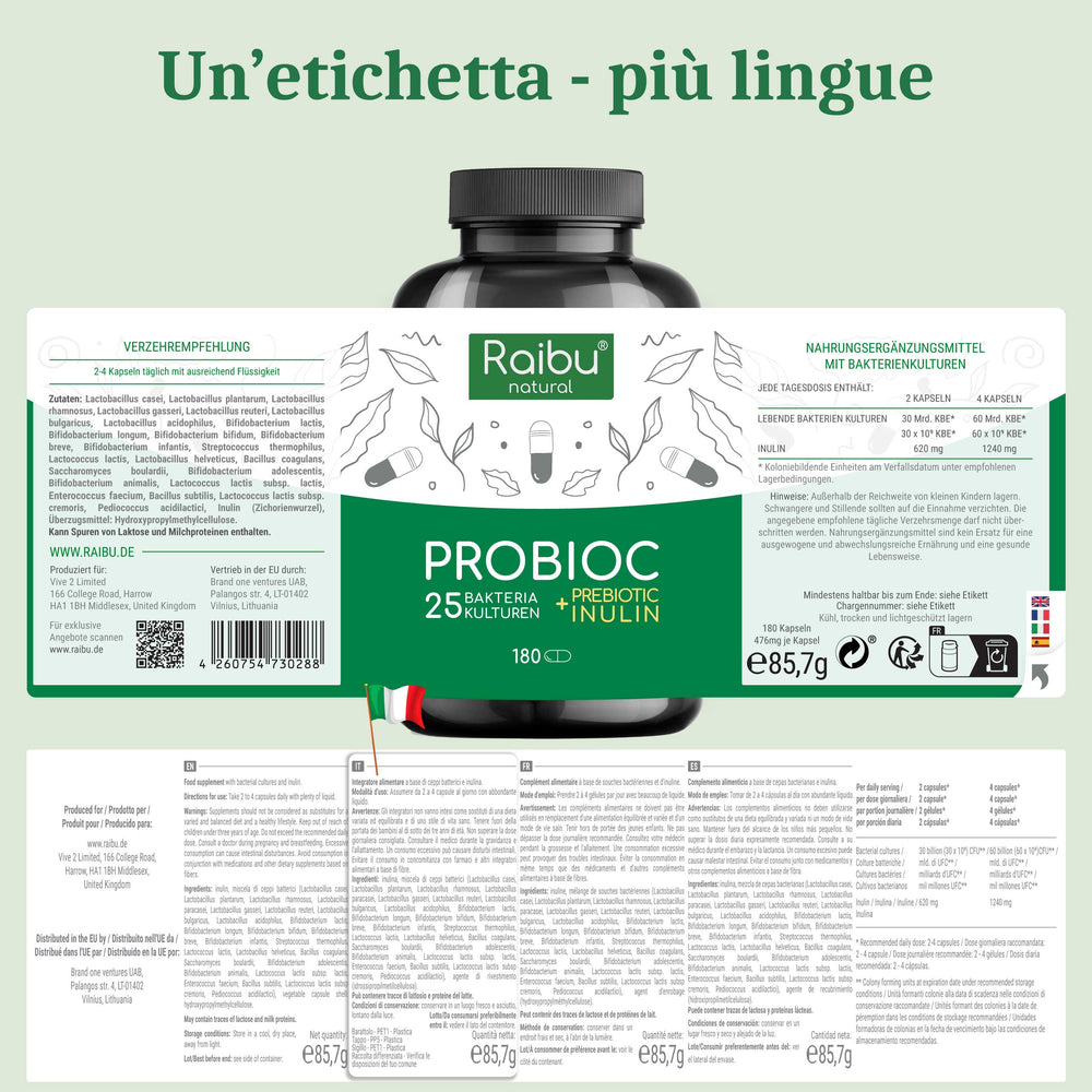 Probiotic - 25 bacterial strains with inulin | 180 Cap (it)
