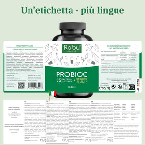 Probiotico - 25 ceppi batterici con inulina | 180 cap.