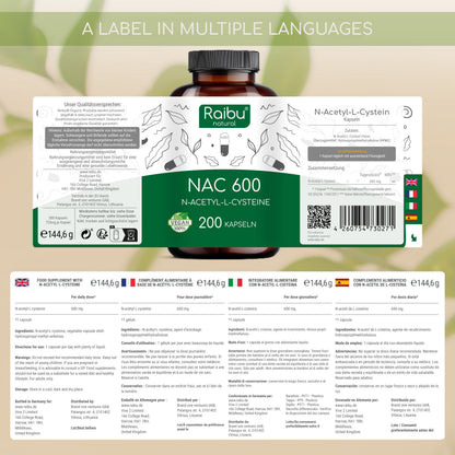 NAC (N-Acetyl-Cystein) 600 | 200 Cap (eu)