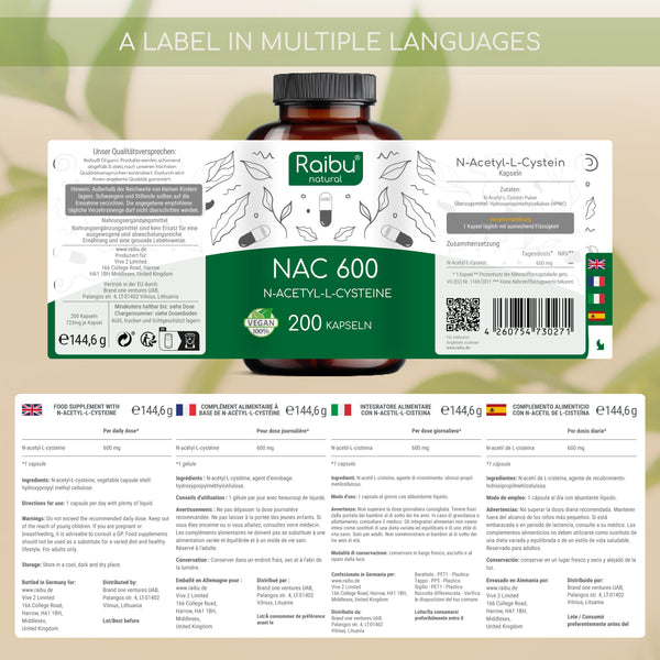 NAC (N-Acetil-Cisteina) 600 | 200 Cap (eu)