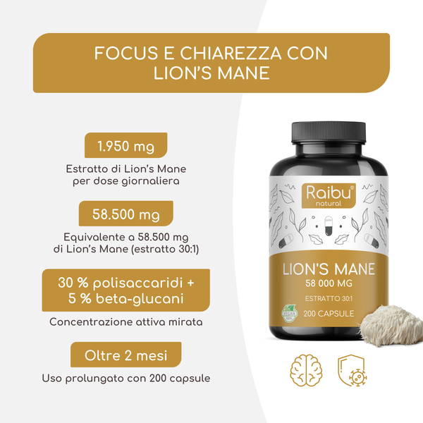 Lions Mane (dose elevata) | 200 Cap (it)