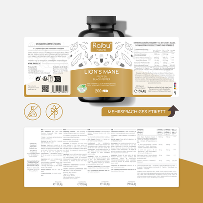 Criniera di leone (dose elevata) | 200 capsule (eu)