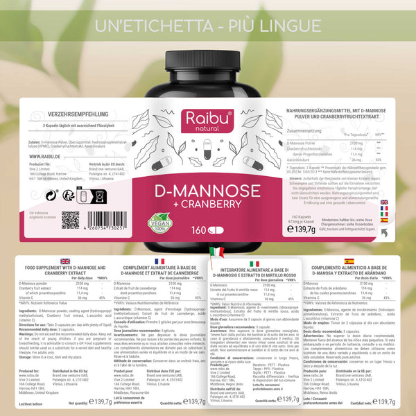 D-Mannosio con mirtillo rosso | 160 Cap. 