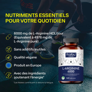 L-Arginin - 6000mg | 365 Cap (fr)