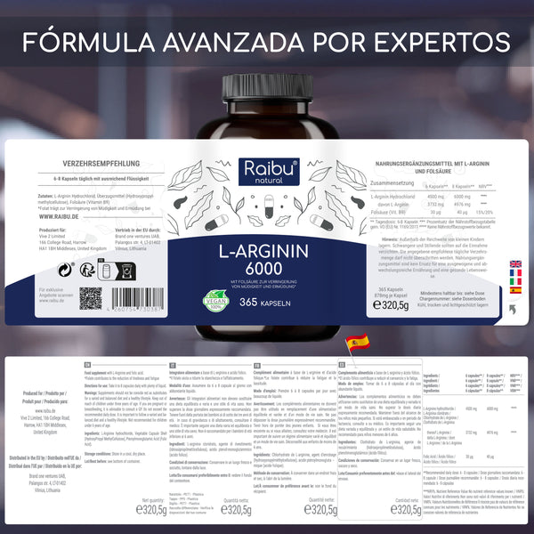 L-Arginina - 6000mg | 365 capsule