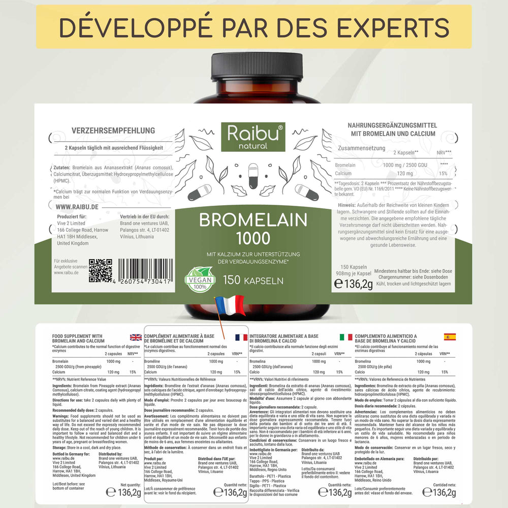 Bromelina (dosis alta) 1000 mg I 150 Cápsulas (fr)