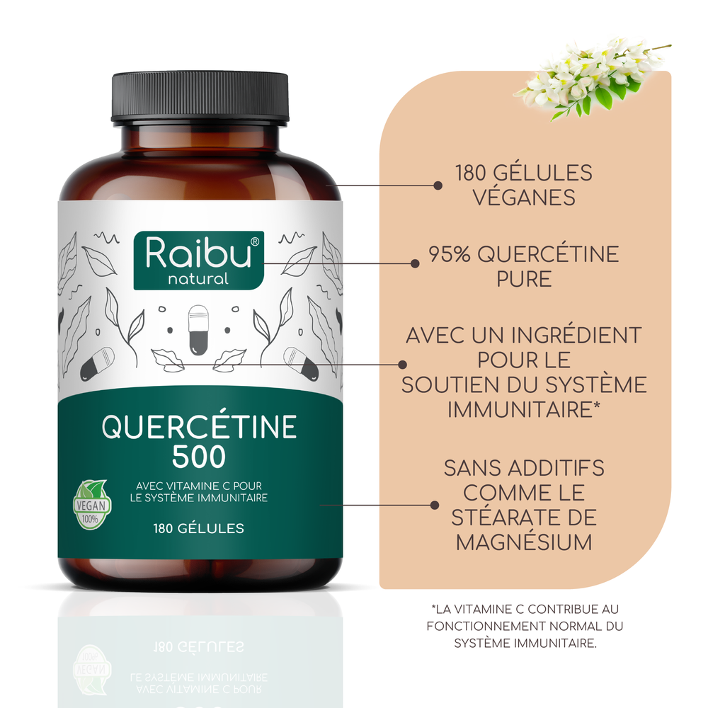 Quercetina 500 mg con vitamina C | 180 cápsulas (fr)