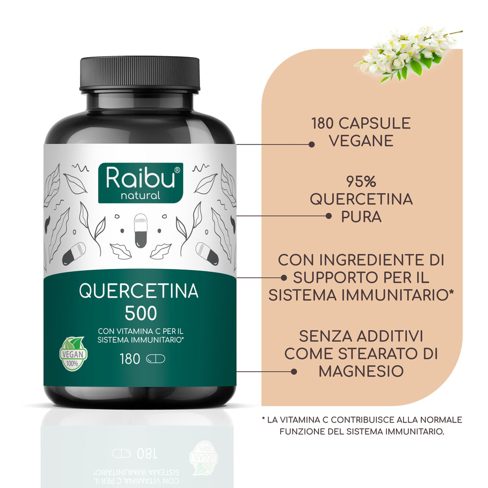 Quercetina 500 mg con vitamina C | 180 cápsulas