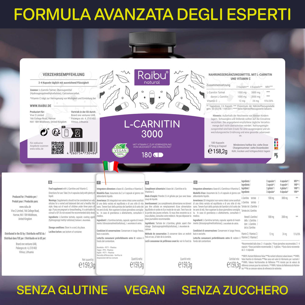 L-Carnitina 1000 | 180 cápsulas (it)