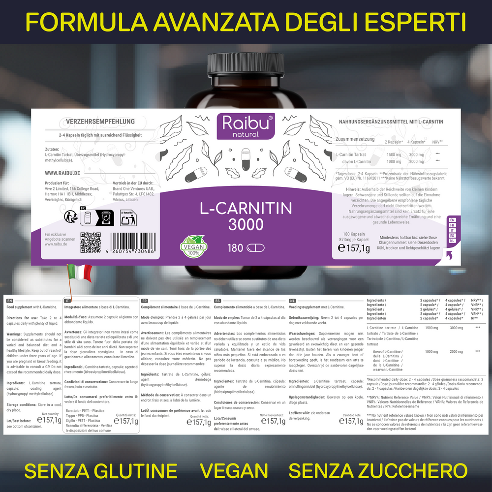 L-Carnitine 1000 | 180 gélules (it)