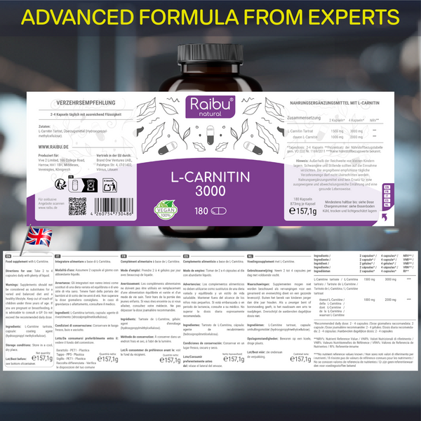 L-Carnitina 3000 | 180 tapa (UE)