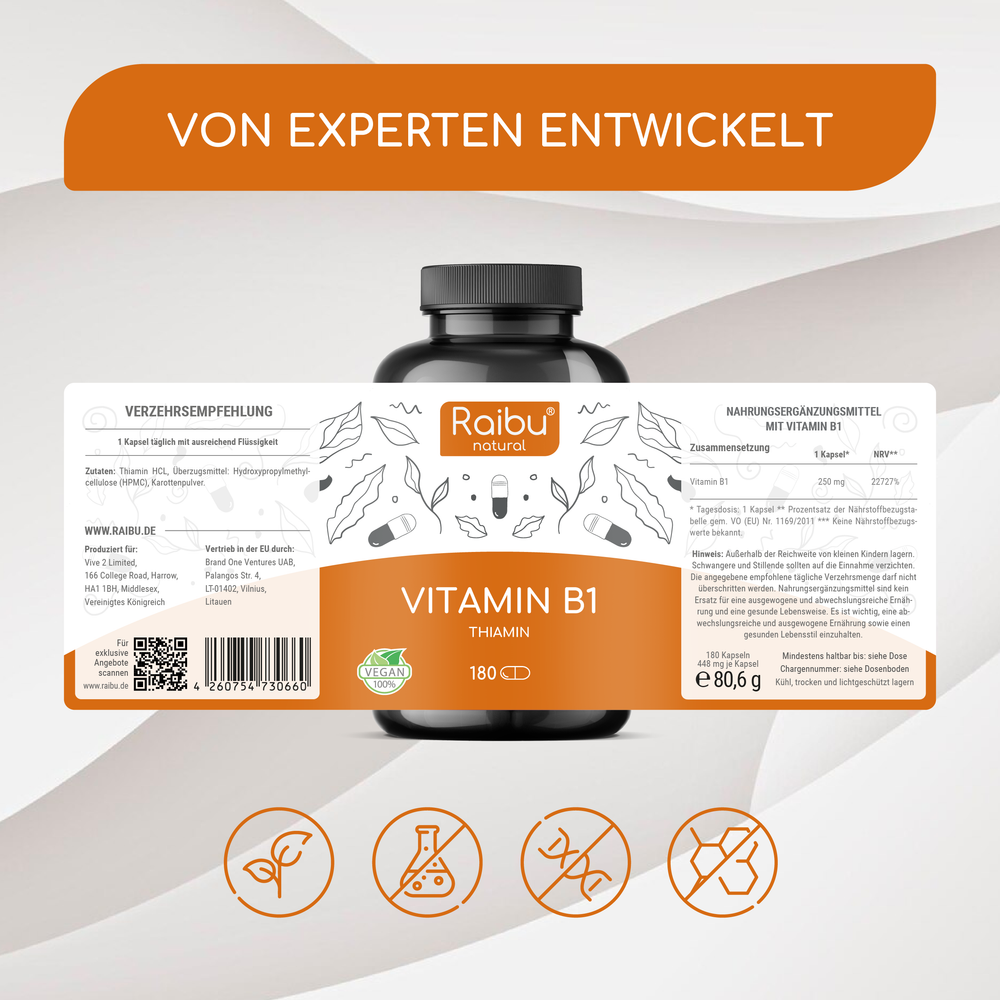 Vitamina B1 | 180 cápsulas (eu)