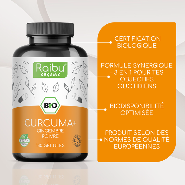 Cúrcuma, jengibre y pimienta negra | 180 cápsulas (fr)