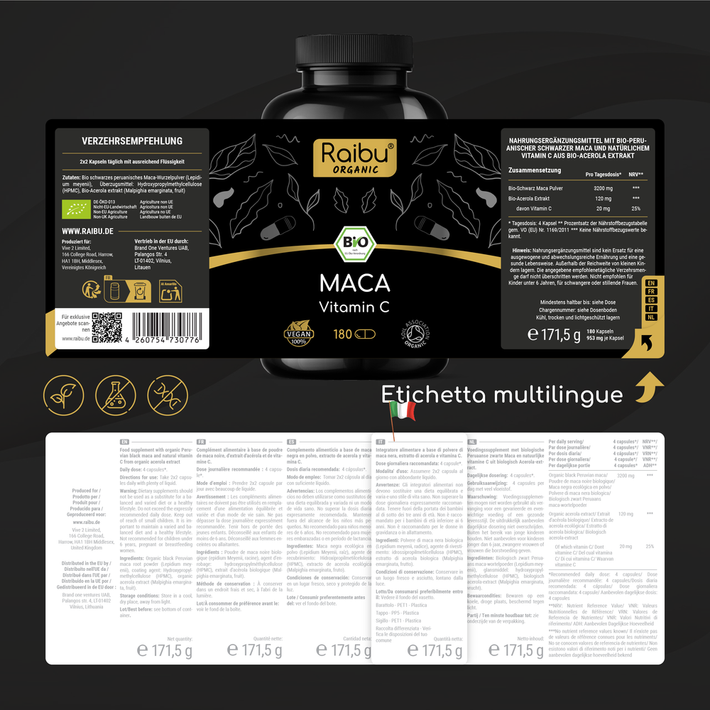 Maca negra | 180 cápsulas (it)