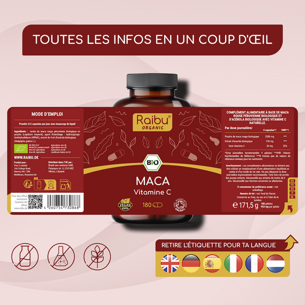 Maca noire | 180 gélules (UE)
