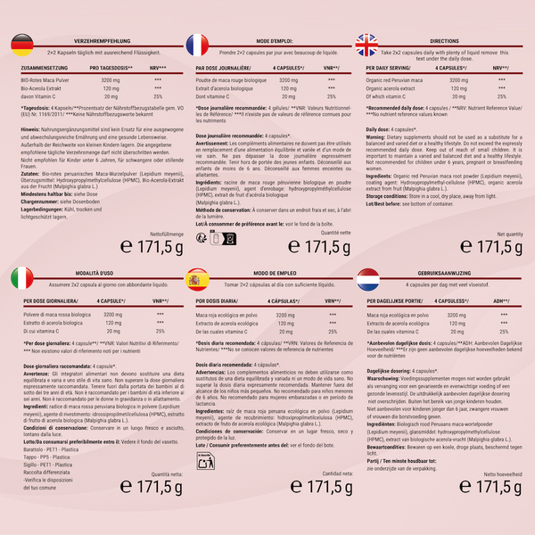 Maca noire | 180 gélules (UE)