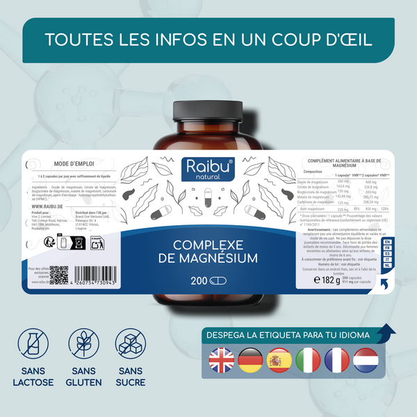 Magnesium-Complex | 200 capsules (fr)