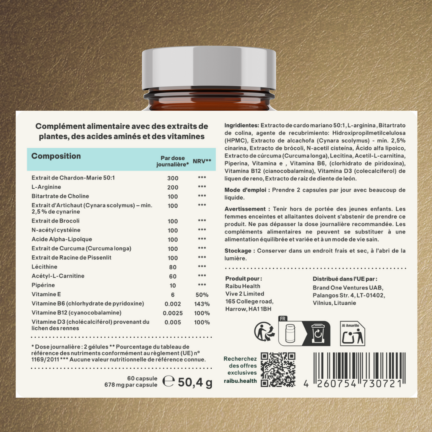 Détox Foie | Soutien Avancé pour la Santé du Foie | 60 Capsules